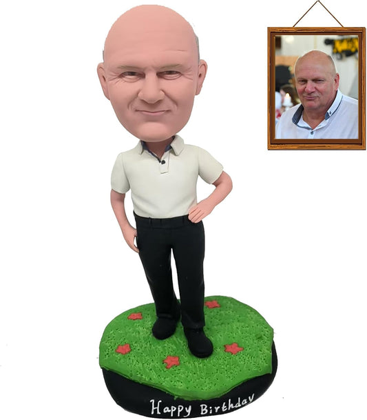 Custom Bobblehead Man Golfer based on Your photo, Standard Body Bobbleheads