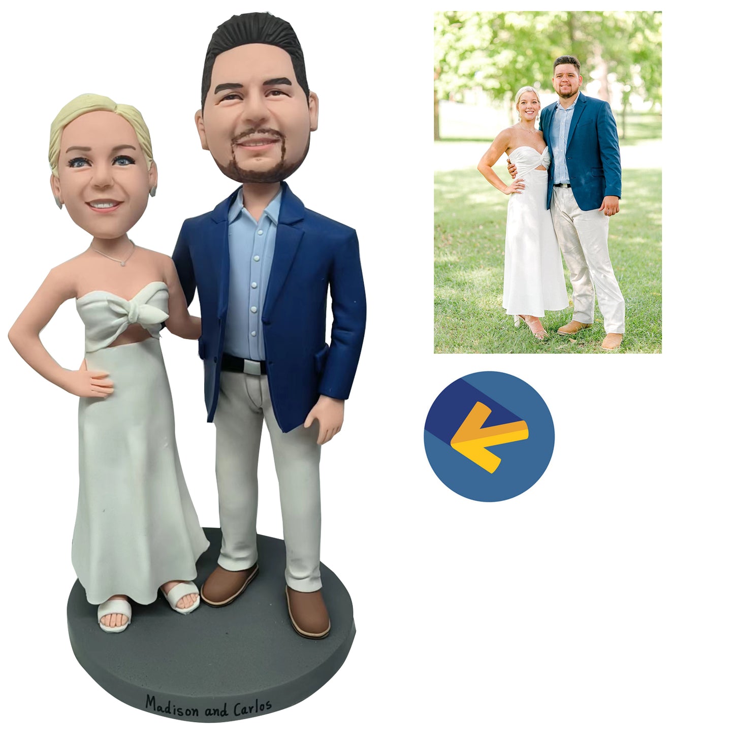 Custom Bobblehead Couples Wedding Dress from your photos, Custom Bobbleheads Personalized