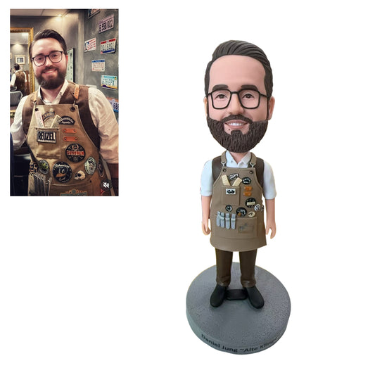 Custom Barber Bobblehead – Full Custom Head & Body Design | Helgee