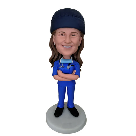 Custom Bobblehead Doctor Female – Celebrate Her Healing Touch with Helgee!